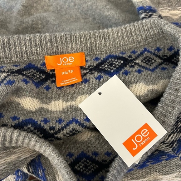 NWT Joe Fresh Gray and Blue Crew Neck Sweater XS - Picture 6 of 11